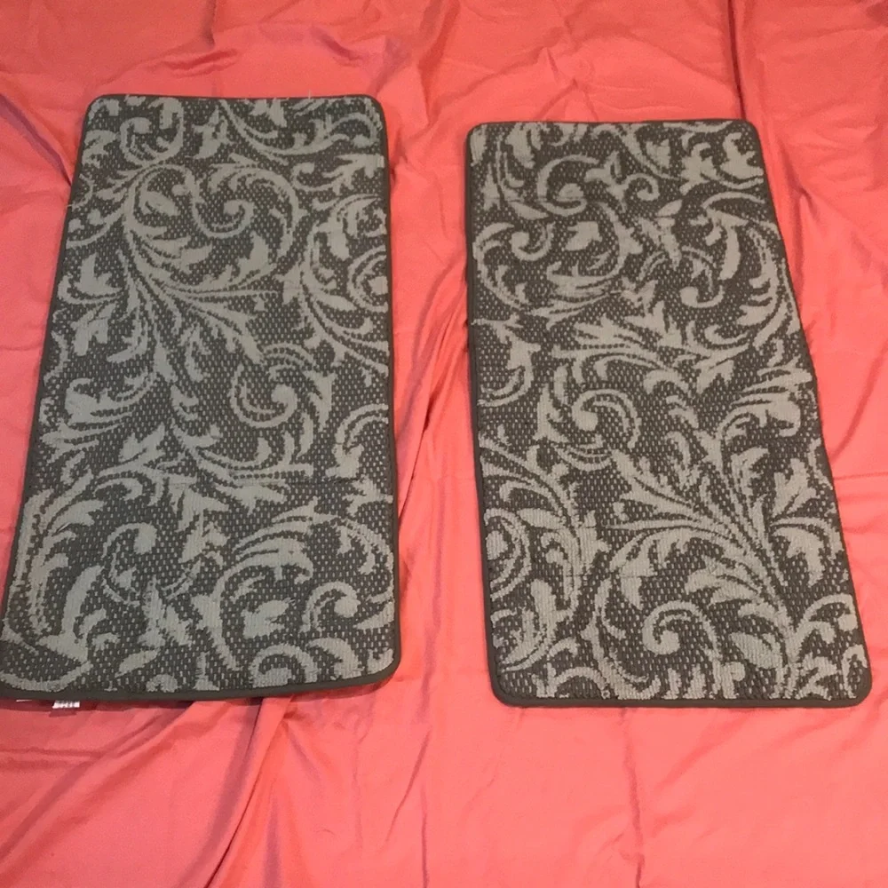 Rug Memory Foam Rugs with Swirl Pattern Green Set of 2